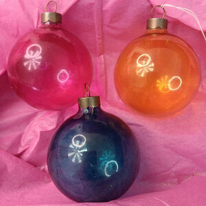 Shiny Brite ATOMIC ERA Christmas Onaments Unsilvered Baubles 3pcs USA